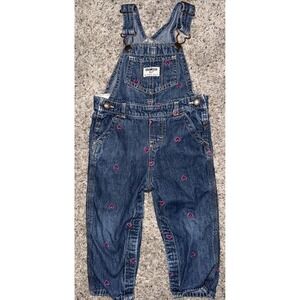 Osh Kosh Denim‎ Overalls Girls Pink Hearts 24 Months